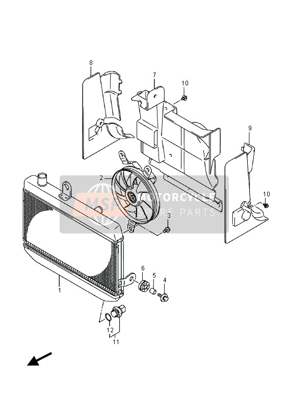 Suzuki AN400(Z)(ZA) BURGMAN 2016 Radiator for a 2016 Suzuki AN400(Z)(ZA) BURGMAN